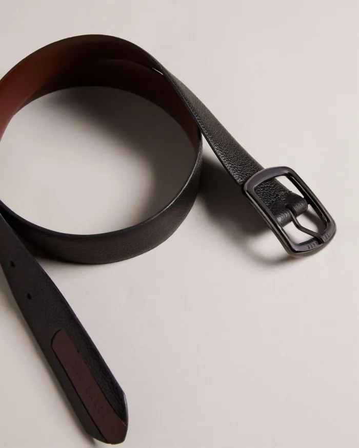 Contrast Detail Leather Belt Black Men Ted Baker Belts