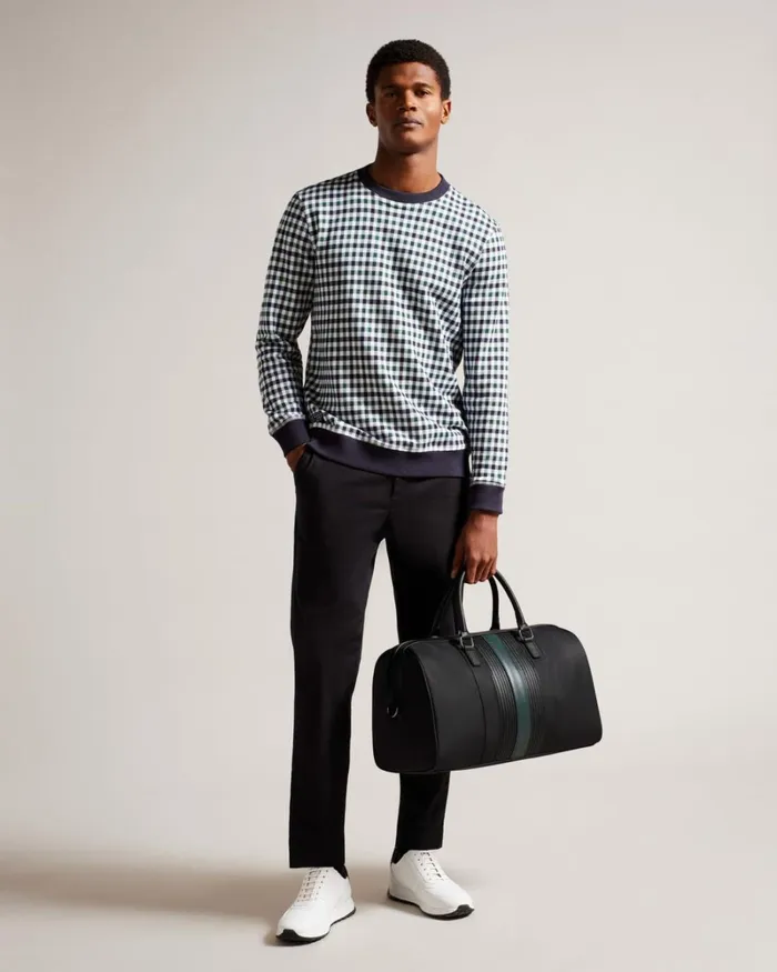 Core Twill PU Striped Holdall Black Men Ted Baker Duffel Bags