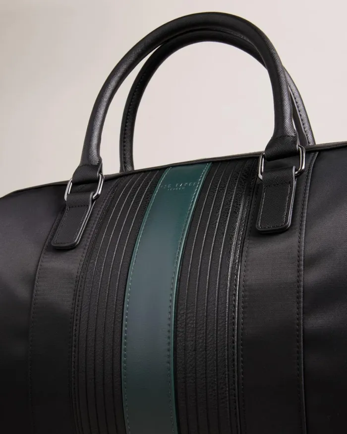 Core Twill PU Striped Holdall Black Men Ted Baker Duffel Bags