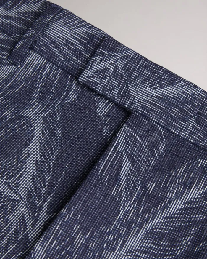 Cotton And Linen Leaf Pattern Shorts Navy Men Ted Baker Clothing Cotton And Linen Leaf Pattern Shorts Navy Men Ted Baker Clothing