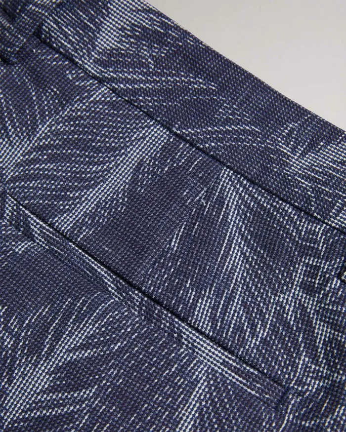 Cotton And Linen Leaf Pattern Shorts Navy Men Ted Baker Clothing Cotton And Linen Leaf Pattern Shorts Navy Men Ted Baker Clothing
