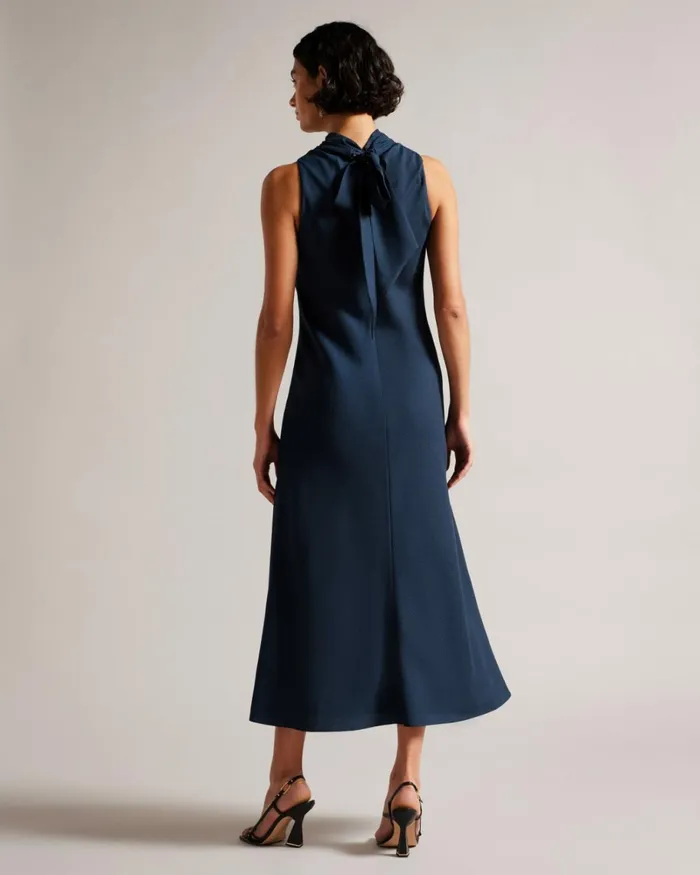 Cowl Neck Sleeveless Midi Slip Dress Dark Blue Women Ted Baker Clothing