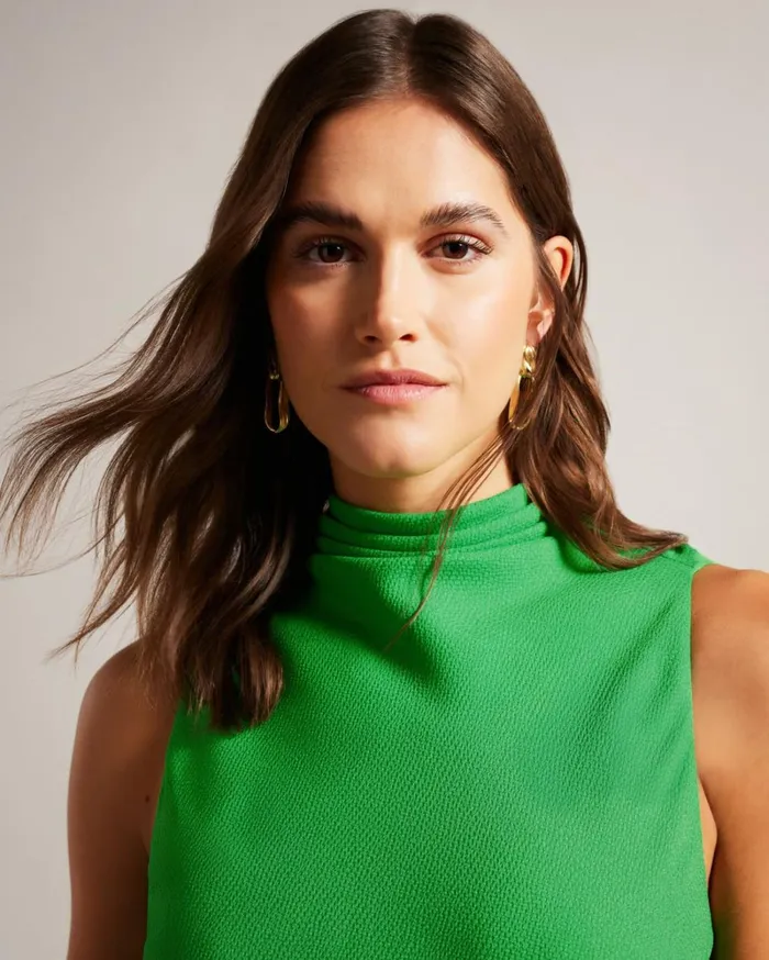 Cowl Neck Sleeveless Midi Slip Dress Green Women Ted Baker Clothing