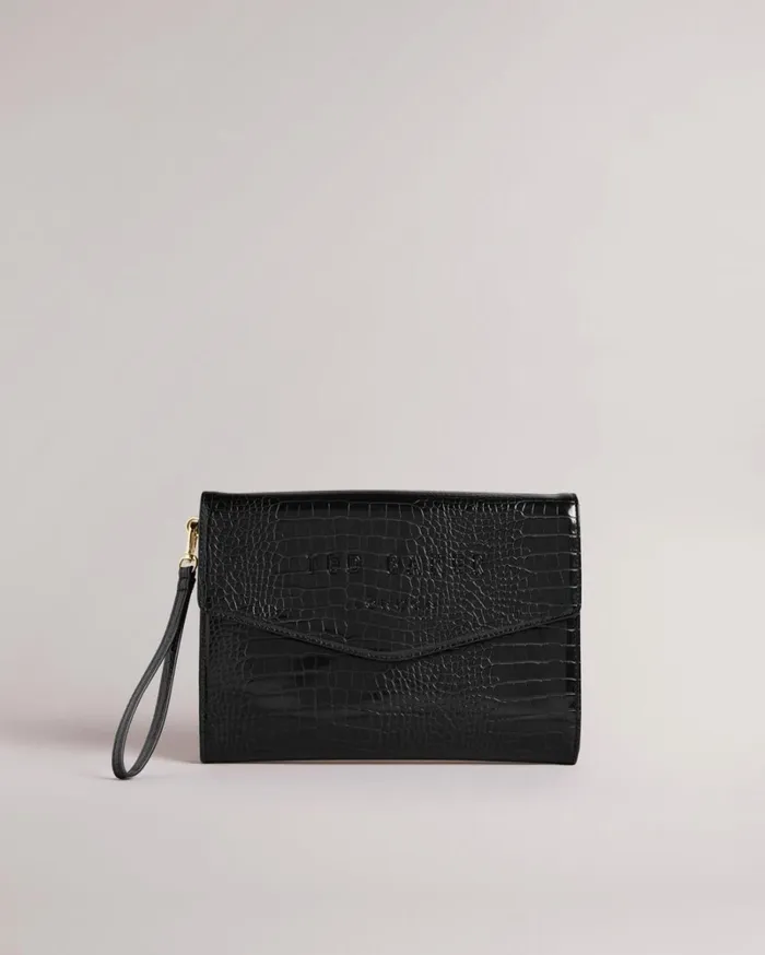 Croc Detail Debossed Envelope Pouch Black Women Ted Baker Bags Croc Detail Debossed Envelope Pouch Black Women Ted Baker Bags