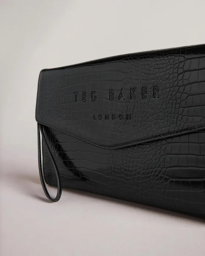 Croc Detail Debossed Envelope Pouch Black Women Ted Baker Bags Croc Detail Debossed Envelope Pouch Black Women Ted Baker Bags