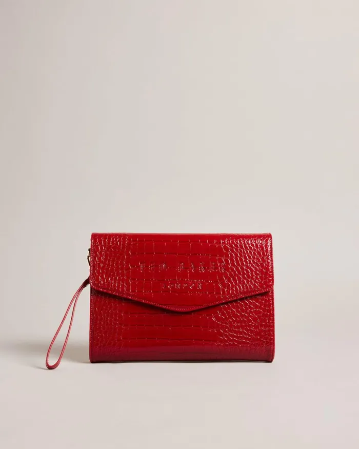 Croc Detail Debossed Envelope Pouch Red Women Ted Baker Bags Croc Detail Debossed Envelope Pouch Red Women Ted Baker Bags
