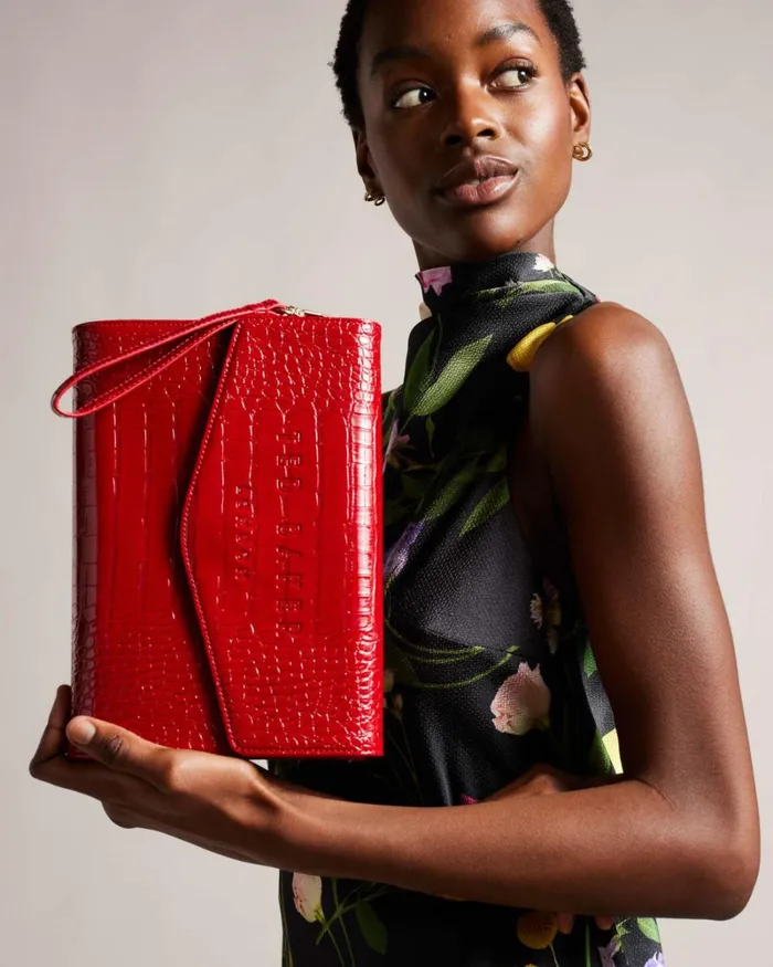 Croc Detail Debossed Envelope Pouch Red Women Ted Baker Bags Croc Detail Debossed Envelope Pouch Red Women Ted Baker Bags
