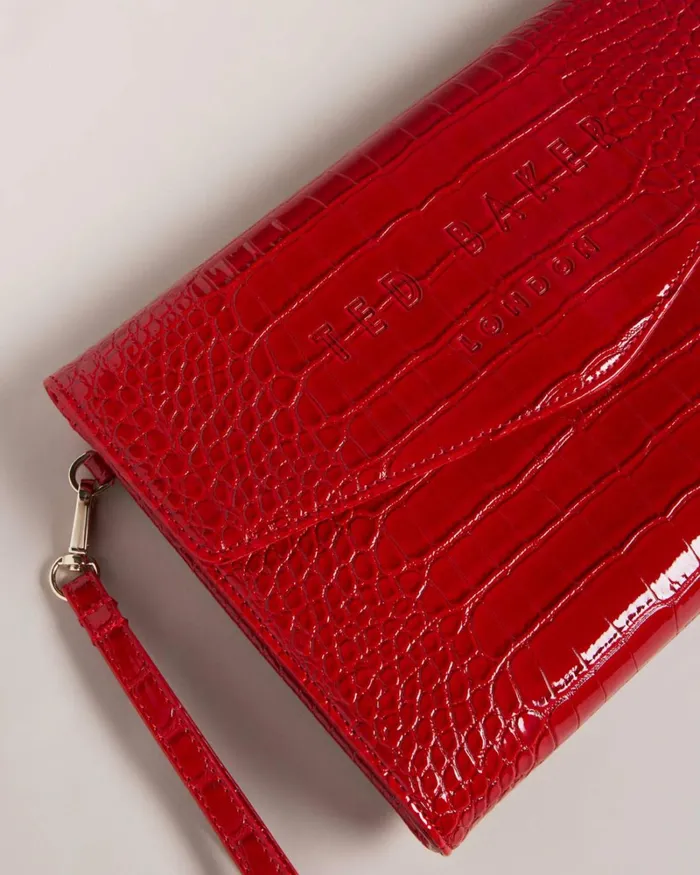 Croc Detail Debossed Envelope Pouch Red Women Ted Baker Bags Croc Detail Debossed Envelope Pouch Red Women Ted Baker Bags