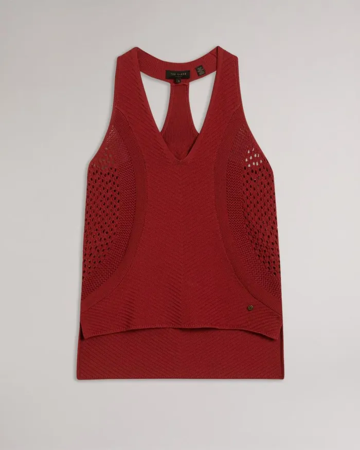 Crochet VNeck Top Brown Women Ted Baker Clothing