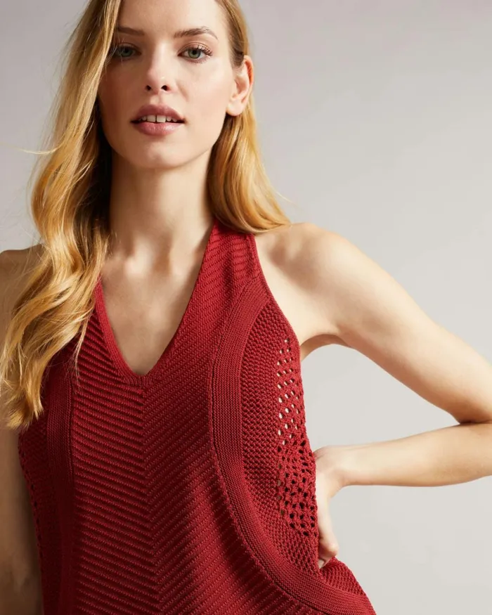 Crochet VNeck Top Brown Women Ted Baker Clothing Crochet VNeck Top Brown Women Ted Baker Clothing
