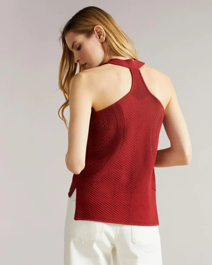 Crochet VNeck Top Brown Women Ted Baker Clothing Crochet VNeck Top Brown Women Ted Baker Clothing