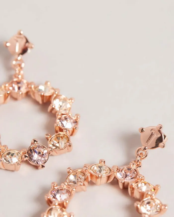 Crystal Hoop Drop Earrings Rosegold Color Women Ted Baker Jewelry