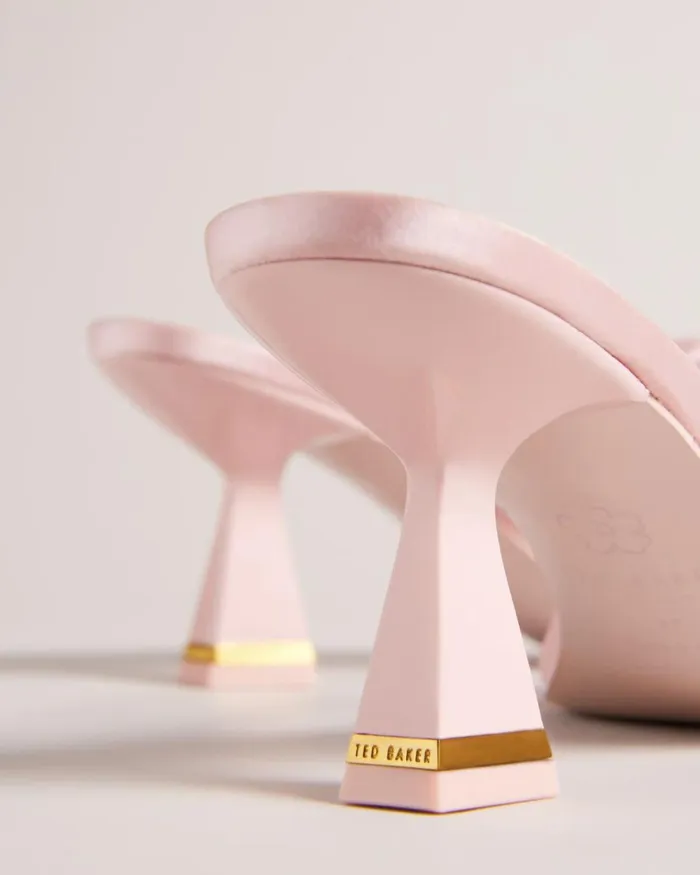 Diamante Satin Kitten Heel Sandals Pale Pink Women Ted Baker Sandals and Sliders Diamante Satin Kitten Heel Sandals Pale Pink Women Ted Baker Sandals and Sliders