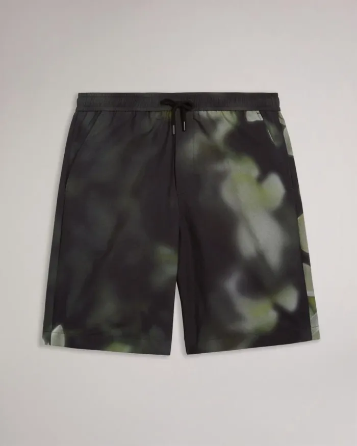 Digital Floral Print Shorts Black Men Ted Baker Swimwear and Beachwear