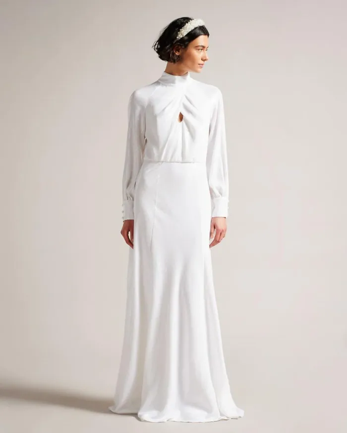 Draped Sequin Embellished Maxi Dress White Women Ted Baker Clothing Draped Sequin Embellished Maxi Dress White Women Ted Baker Clothing