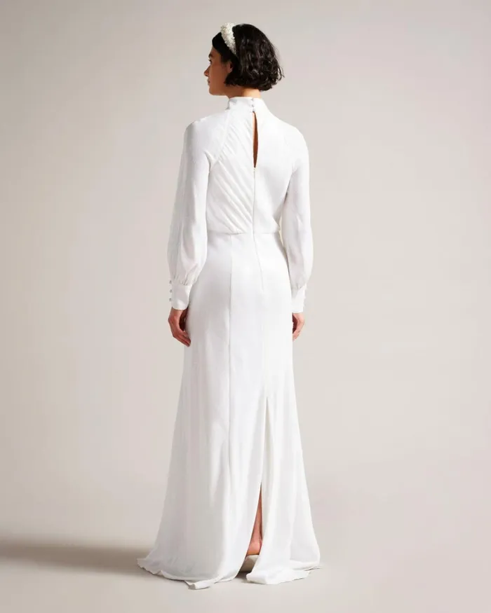 Draped Sequin Embellished Maxi Dress White Women Ted Baker Clothing Draped Sequin Embellished Maxi Dress White Women Ted Baker Clothing