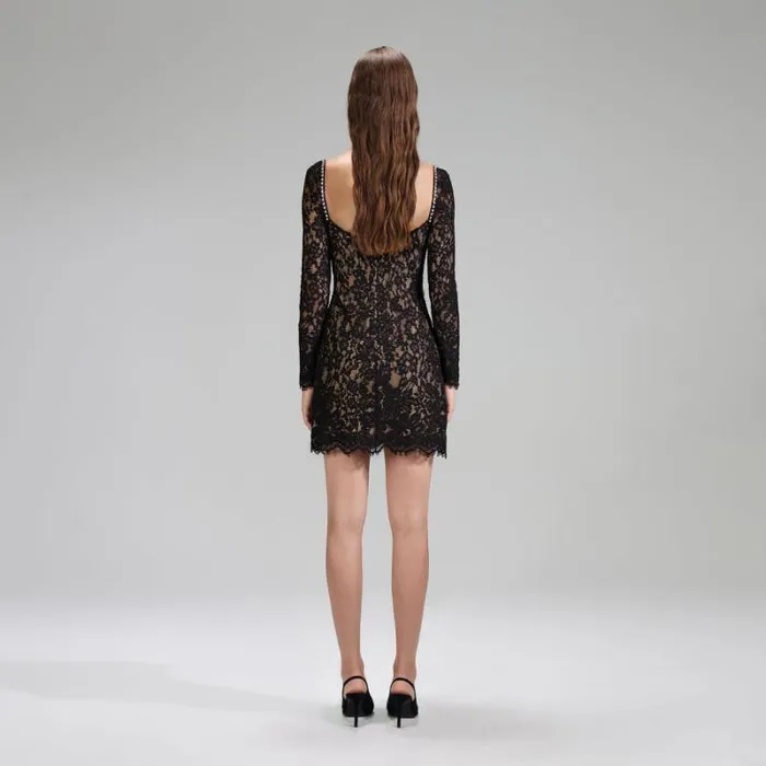 Dresses Woman SelfPortrait Black Crepe Rhinestone Detail Mini Dress Dresses Woman SelfPortrait Black Crepe Rhinestone Detail Mini Dress