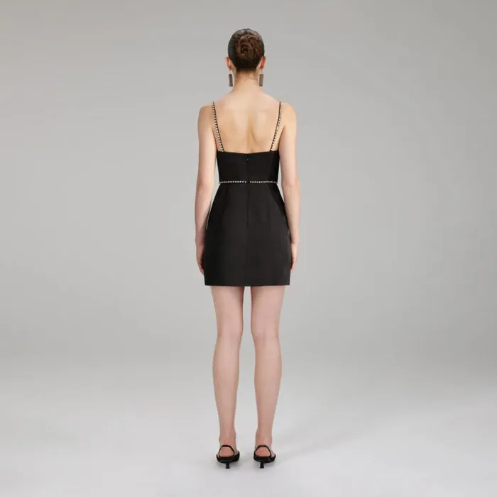Dresses Woman SelfPortrait Black Crepe Rhinestone Detail Mini Dress Dresses Woman SelfPortrait Black Crepe Rhinestone Detail Mini Dress