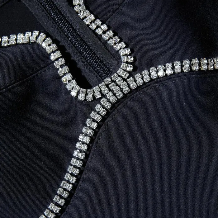 Dresses Woman SelfPortrait Black Crepe Rhinestone Detail Mini Dress Dresses Woman SelfPortrait Black Crepe Rhinestone Detail Mini Dress