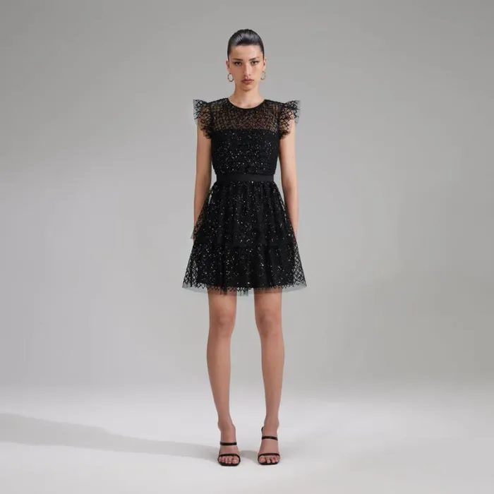 Dresses Woman SelfPortrait Black Dot Mesh Midi Dress Dresses Woman SelfPortrait Black Dot Mesh Midi Dress