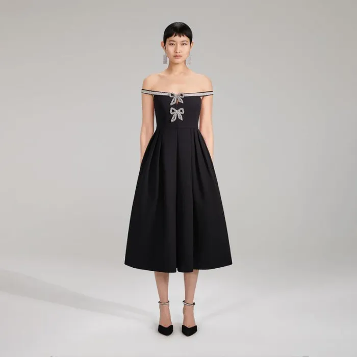 Dresses Woman SelfPortrait Black Dot Mesh Midi Dress Dresses Woman SelfPortrait Black Dot Mesh Midi Dress