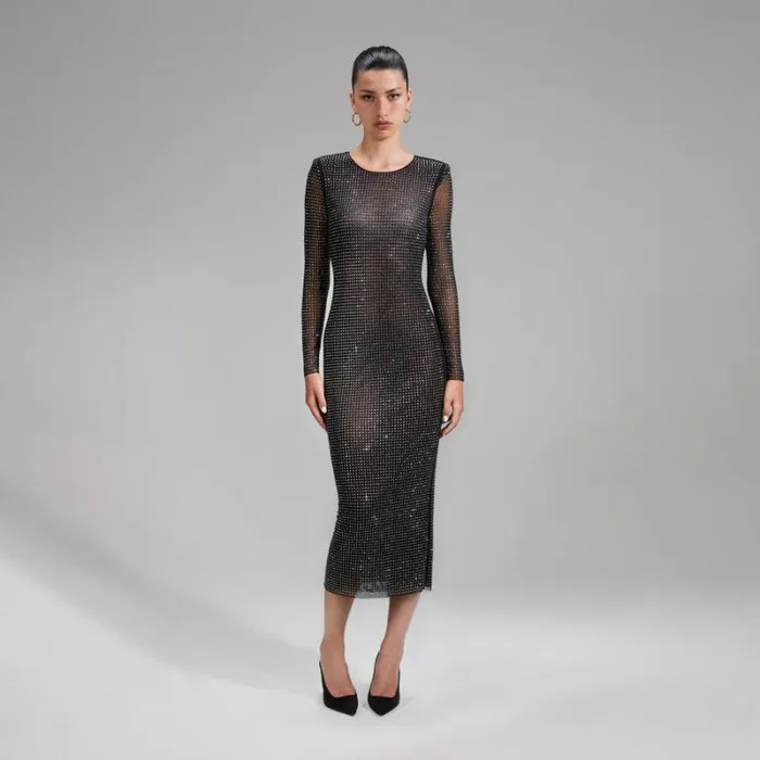 Dresses Woman SelfPortrait Black Dot Mesh Midi Dress Dresses Woman SelfPortrait Black Dot Mesh Midi Dress
