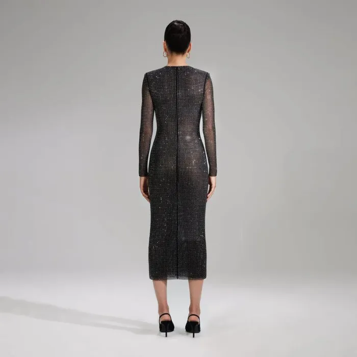 Dresses Woman SelfPortrait Black Dot Mesh Midi Dress Dresses Woman SelfPortrait Black Dot Mesh Midi Dress