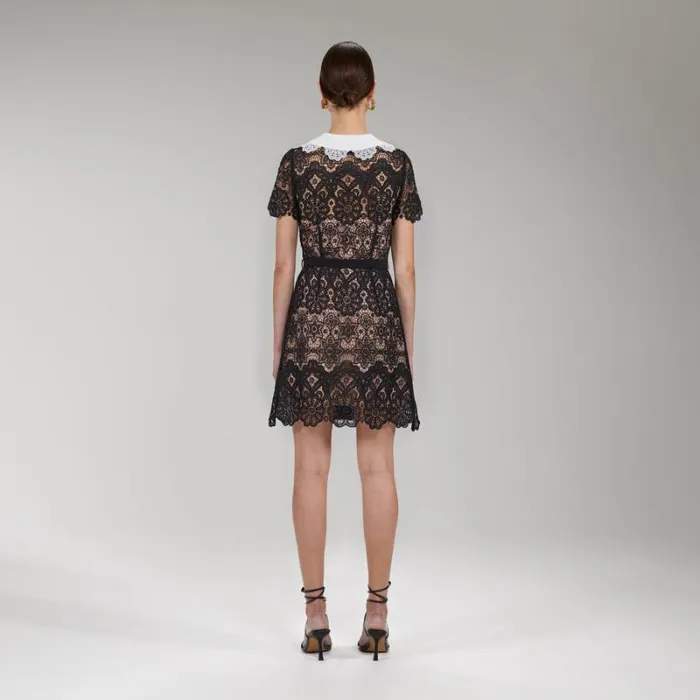 Dresses Woman SelfPortrait Black Grid Lace Mini Dress Dresses Woman SelfPortrait Black Grid Lace Mini Dress