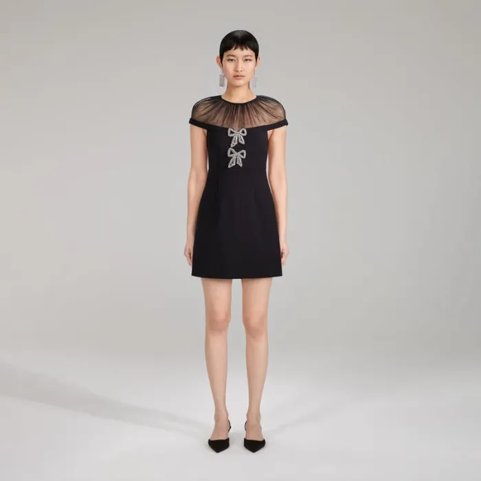 Dresses Woman SelfPortrait Black Grid Lace Mini Dress Dresses Woman SelfPortrait Black Grid Lace Mini Dress