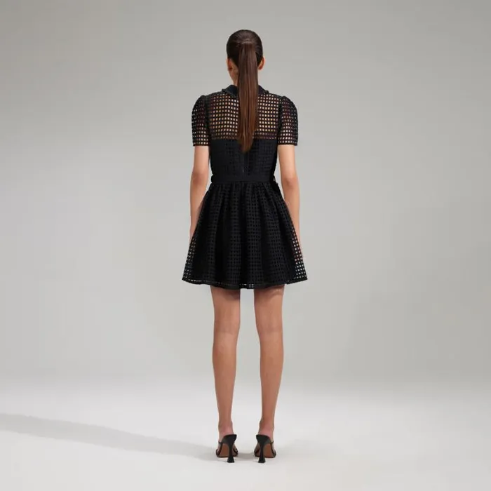 Dresses Woman SelfPortrait Black Grid Lace Mini Dress Dresses Woman SelfPortrait Black Grid Lace Mini Dress