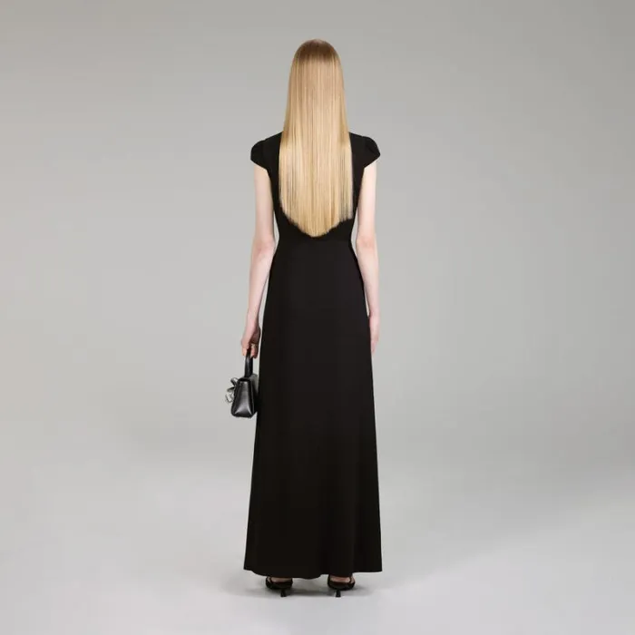 Dresses Woman SelfPortrait Black Midi Stretch Crepe Dress Dresses Woman SelfPortrait Black Midi Stretch Crepe Dress
