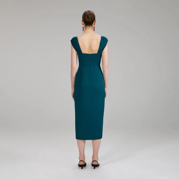 Dresses Woman SelfPortrait Black Midi Stretch Crepe Dress Dresses Woman SelfPortrait Black Midi Stretch Crepe Dress