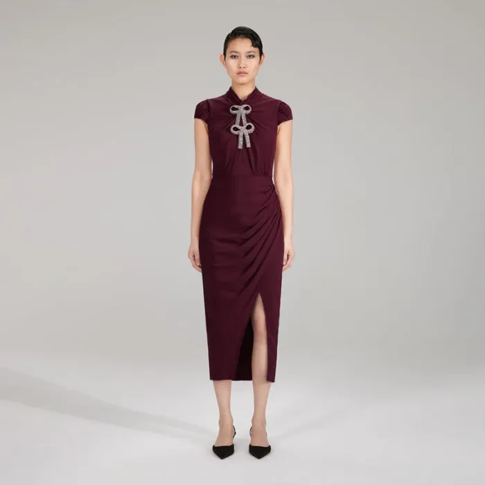 Dresses Woman SelfPortrait Black Midi Stretch Crepe Dress Dresses Woman SelfPortrait Black Midi Stretch Crepe Dress