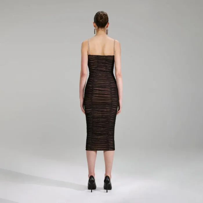 Dresses Woman SelfPortrait Black Power Mesh Midi Dress Dresses Woman SelfPortrait Black Power Mesh Midi Dress