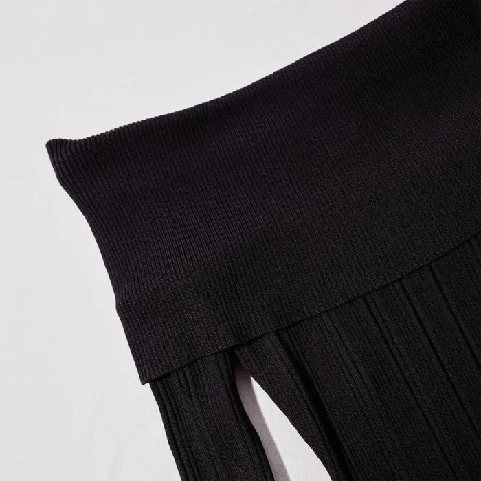 Dresses Woman SelfPortrait Black Ribbed Knit Midi Dress Dresses Woman SelfPortrait Black Ribbed Knit Midi Dress