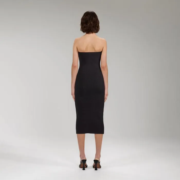 Dresses Woman SelfPortrait Black Viscose Knitted Midi Dress Dresses Woman SelfPortrait Black Viscose Knitted Midi Dress