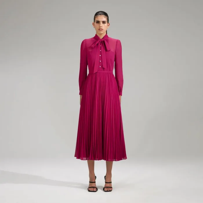 Dresses Woman SelfPortrait Blue Chiffon Lace Detail Midi Dress Dresses Woman SelfPortrait Blue Chiffon Lace Detail Midi Dress