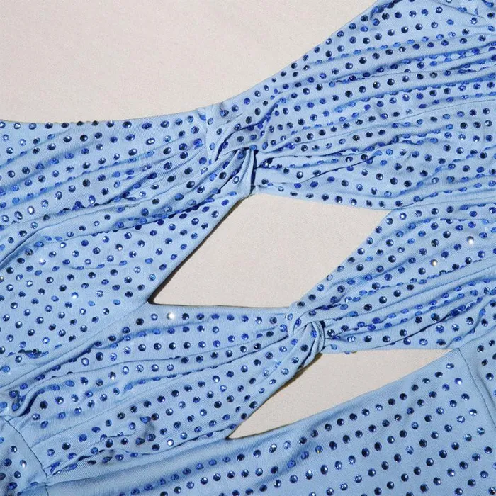 Dresses Woman SelfPortrait Blue Rhinestone Jersey Midi Dress Dresses Woman SelfPortrait Blue Rhinestone Jersey Midi Dress
