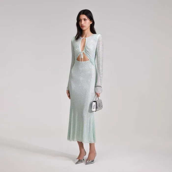 Dresses Woman SelfPortrait Blue Rhinestone Midi Dress Dresses Woman SelfPortrait Blue Rhinestone Midi Dress