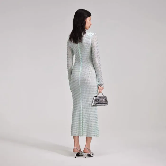Dresses Woman SelfPortrait Blue Rhinestone Midi Dress Dresses Woman SelfPortrait Blue Rhinestone Midi Dress