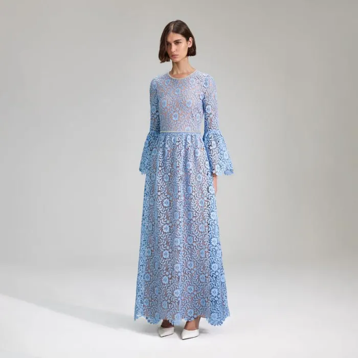 Dresses Woman SelfPortrait Blue Rose Lace Maxi Dress Dresses Woman SelfPortrait Blue Rose Lace Maxi Dress