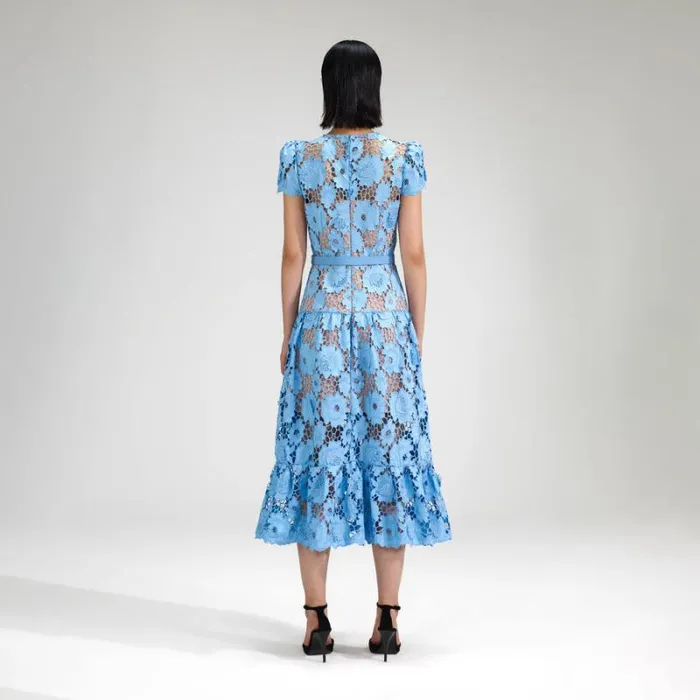 Dresses Woman SelfPortrait Blue Rose Lace Midi Dress Dresses Woman SelfPortrait Blue Rose Lace Midi Dress