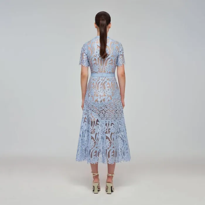 Dresses Woman SelfPortrait Blue Rose Lace Midi Dress Dresses Woman SelfPortrait Blue Rose Lace Midi Dress