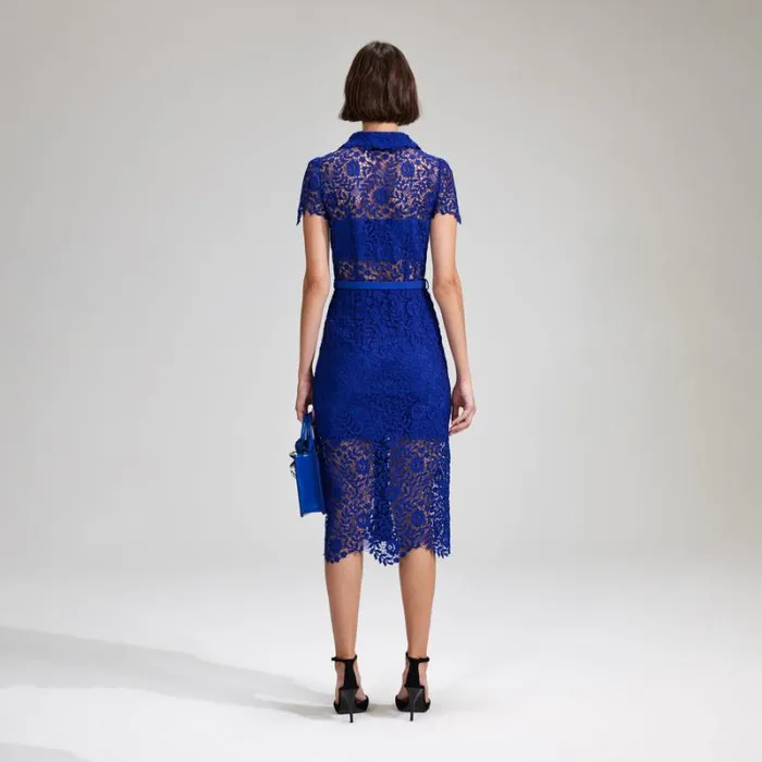Dresses Woman SelfPortrait Blue Rose Lace Midi Dress Dresses Woman SelfPortrait Blue Rose Lace Midi Dress