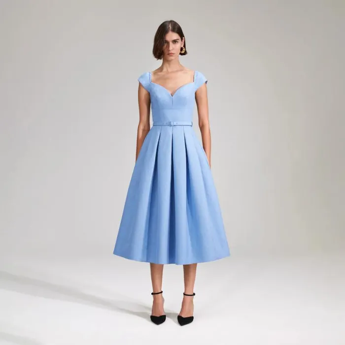 Dresses Woman SelfPortrait Blue Taffeta Midi Dress