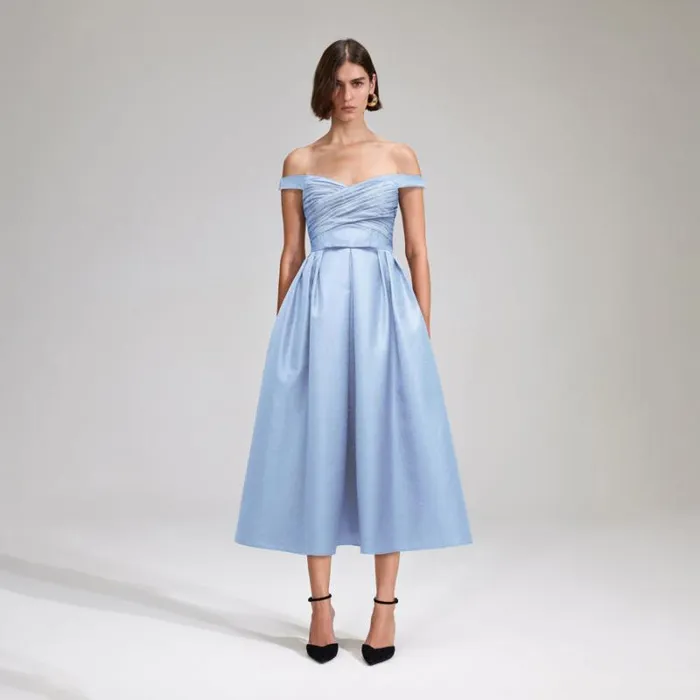 Dresses Woman SelfPortrait Blue Taffeta Midi Dress Dresses Woman SelfPortrait Blue Taffeta Midi Dress