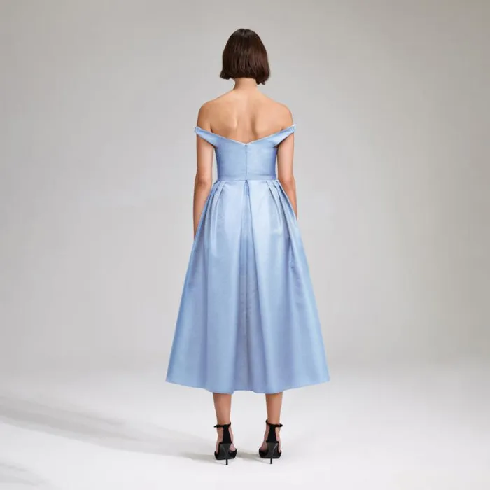 Dresses Woman SelfPortrait Blue Taffeta Midi Dress Dresses Woman SelfPortrait Blue Taffeta Midi Dress