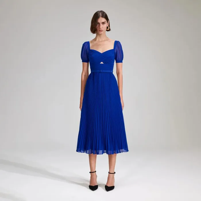 Dresses Woman SelfPortrait Blue Taffeta Midi Dress Dresses Woman SelfPortrait Blue Taffeta Midi Dress