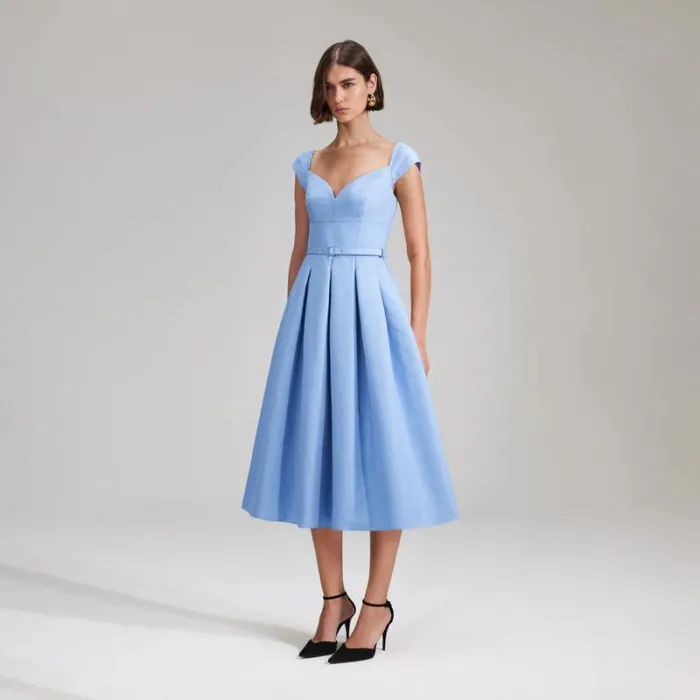 Dresses Woman SelfPortrait Blue Taffeta Midi Dress Dresses Woman SelfPortrait Blue Taffeta Midi Dress
