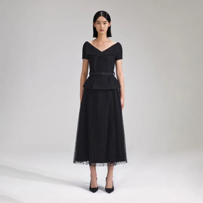 Dresses Woman SelfPortrait Blue Taffeta Midi Dress Dresses Woman SelfPortrait Blue Taffeta Midi Dress